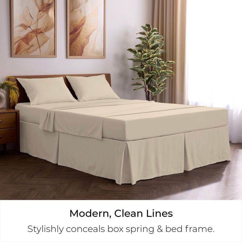Mellanni Bed Skirt Full Size - Bed Skirting - 15-Inch Tailored Drop Pleated Dust Ruffle - Hotel Luxury Bedding - Wrinkle, Fade, Stain Resistant - 1 Bedskirt (Full, Beige) - Image 5